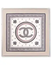Wexel Art Chanel Interlocking CC Logo Silk Scarf Shadowbox