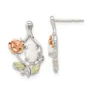 Sterling Silver Landstrom'S Mt. Rushmore Black Hills 12K Gold Accents Rose And Lab Created White Opal Post Dangle Earrings