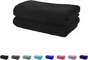 Microfibre Absorbent Gym Towel Fast Drying Light Weight - 40cm x 70cm 2 Pack - Multi Purpose (Black)