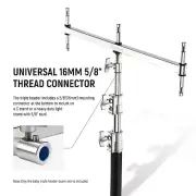NEEWER Baby Triple Header Boom Arm&Five 5/8''Baby Pins for Light/Strobe Flash