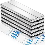 Grtard 12 Pack Strong Neodymium Bar Magnets with Double-Sided Adhesive, Powerful Heavy Duty Rare Earth Magnet, Magnetic Strip for Fridge, Garage, Kitchen, Science, Craft, Office, DIY - 60 x 10 x 3 mm