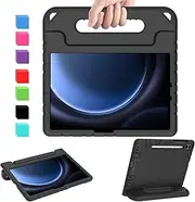 [AVAWO] Kids Case for Samsung Galaxy Tab S9 FE/S9/S8/S7 11 Inch 2023 Case with S Pen Holder, Light Weight Shock Proof Handle Stand Kids Friendly Cover for (Model SM-X510 / SM-X516B),Black