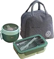 Bento Box for Adults, Lunch Boxes Set with Bag, Utensils, Oats Container Durable Leakproof Bento Lunch Box with Fork & Spoon, Food Storage Box for Men Women Student School Office