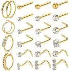 ONESING 23-40 Pcs Gold Nose Rings & Studs - 18G & 20G Nose Piercing Jewelry -...