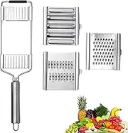 Spendeal Multifunctional 3 in 1 Handheld Cheese Grater, Stainless Steel Julienne Slicer Veggie Ginger Vegetable Cutter and Grater, Durable, Dishwasher Safe, Easy to Use - Essential Kitchen Gadgets