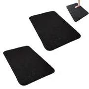 2pcs Bath Mat Anti Slip Cobblestone Embossed Quick Drying Absorbent Bath Stone Mat -Black
