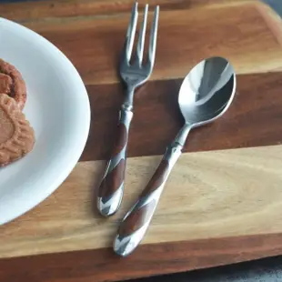 【SALUS】日本製 不鏽鋼鑲木餐具-冰淇淋匙(餐具 不鏽鋼 刀子 叉子 湯匙 下午茶 茶具 天然木 實木)