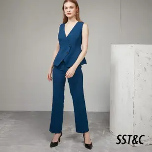 【SST&C 最後65折】深藍色皮帶釦裝飾西裝褲7262003002