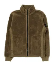 Stone Island Junior Compass-Patch Sherpa Zipped Jacket 8Y,14Y,12Y,10Y military green
