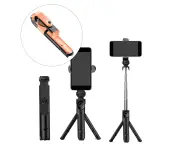 Selfie Stick Tripod Desktop Stand For iPhone Wireless Bluetooth Remote 3in1 Black+Orange