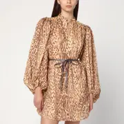[ZIMMERMANN] Leopard print short dress in linen 1 Multicolor