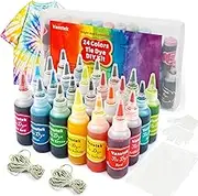 Vanstek Tie Dye Kit, 24 Colors Tie Dye Shirt DIY Fabric Dye for Women, Kids, Men, with Rubber Bands, Gloves, Plastic Film and Table Covers for Family Friends Group Party Supplies