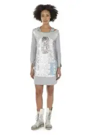 ELISA CAVALETTI Strickkleid Kleid grau mit Pailletten Gr. XXL