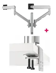 Atdec AWMS-2-D40 Dual 690mm Dynamic Monitor Arms + 400mm Post / 8kg (17.6lb) Flat and Curved Screens + Heavy-Duty F Clamp Desk Fixing, Silver AWMS-2-D40-H-S