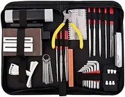 57 PCS Guitar Tool Kit with Carry Bag, Repair Maintenance Tools String Action Ruler Luthier File Guitar Bridge Pins for Guitar Ukulele Bass Banjo, String Instrument Acc ories Music Multicolor 57 PCS