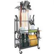VEVOR Garden Tool Organizer, 16 Slots with Hooks, Yard Tool Tower Rack with Wheels for Garage Organization and Storage, Hold Long-Handled Tool/Rake/Br