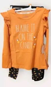 Halloween "Blame It On The Candy" Girl's Size 5-6 Top & Leggings Set By Rae Dunn