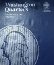 Whitman Coin Folder #9018 Washington Silver 25C Coins 1932-47 #1 Book 43 Slots
