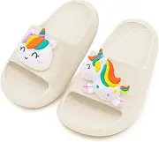 [eccbox] Toddler Little Kids Slide Sandals Comfy Non-slip Unicorn Summer Beach Pool Water Shoes Thick Sole Boys Girls Shower Slippers
