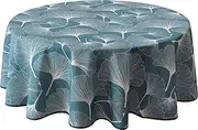 Biloba Stain-Resistant Oval Tablecloth, Blue, 150 x 240 cm