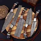 Handmade Damascus Steel Blade Chef Knives Set | Forged Kitchen Knives Set