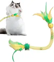 Catnip Toy Bite Rope, Cat Chew Rope, Cat Feather Rope Toy with Catnip,Catnip Rope Toy Pet Cat Interactive Toy,Small Medium Large Cat Teething Chew Toy Rope Indoor Bored Kitten Teaser for Yard, Bedroom