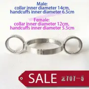 NEW Stainless Steel Neck Collar-Wrist Handcuffs Body Posture Restraints Shackle