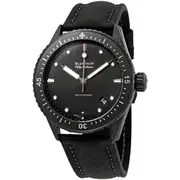 Original Blancpain Fifty Fathoms Bathyscaphe Automatic Black Dial Black Fabric Men's Watch 5000-0130-B52A