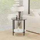 Interior Ave - Cosmopolitan Two Tier Mix Side Table - Marble & Glass