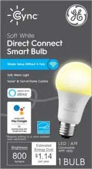GE Lighting Smart LED Light Bulb, Soft White, Bluetooth and Wi-Fi Enabled, Al...