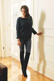 Wool Textured Button Back Top--VIG-VW516