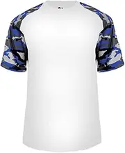 [Badger Sport] Camo Sleeve Wicking Jersey Blank or Custom (Front and/or Back) Wicking Uniform Shirt (Youth/Adult, 18 Colors)