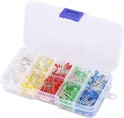 domoi 200 pcs 3mm 5mm LED Light diode White Yellow Red blue Green Assortment Kit for