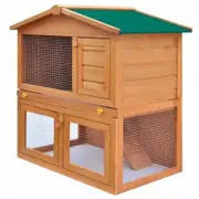 Outdoor Rabbit Hutch Small Animal House Pet Cage 3 Doors Wood