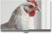 [VFMKT] Slim Metal Business Card Holder Portable Business Card Case Pocket Name Card Holder White Chicken Wallet for Men Women Office Travel, style, One Size