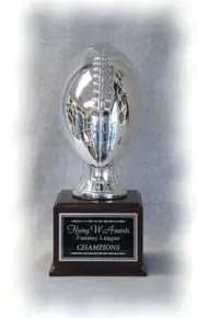 FANTASY FOOTBALL PERPETUAL TROPHY 16 YEARS SILVER CHROME FINISH FOOTBALL J*SBR35