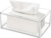 Tissue Box Clear Tissue Holder Rectangular Napkin Dispenser Tissue Box Cover, Acrylic Tissue Storage Box for Home, Bathroom, Table, Office