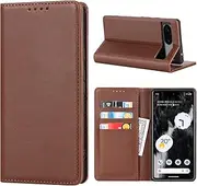 [Cavor] for Google Pixel 7A Case, pixel7a Cowhide Pattern PU Leather Cases Flip Magnetic Kickstand Book Wallet Cover Phone Case with Card Slots(6.1") -Dark Brown