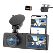 Dash Cam Front and Rear Camera, 3Inch Screen WiFi 2.5K Dash Cam Front and Rear