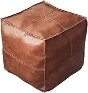 Unstuffed Pouf Cover Hassock Storage Ottoman Floor Cushion Cover Premium Bohemian Room Decor Bedroom, Square Brown, as described