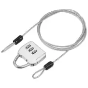 1 Set 3 Digit Combination Padlock with Security Cables(Silver, 3Ft)