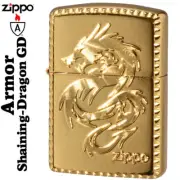 Zippo Armor Shining Dragon Gold Design Etching One-Sided Finish Lighter Japan