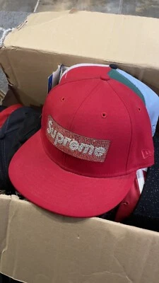 Supreme New Era UNRELEASED SAMPLE 2006 Rhinestone Box Logo Size ￼7 1/4