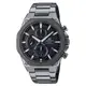 【CASIO】EDIFICE 八角扁平錶圈三眼輕薄太陽能藍寶石計時不鏽鋼腕錶-灰框X黑面(EFS-S570DC-1A)