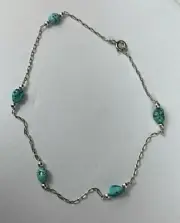 USA made Sterling Silver .925 Spiderweb Turquoise Nugget Bracelet Anklet