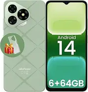 Ulefone Unlocked Phones, Note 19 (6+64GB) Android 14 Go, 6.56” Screen 5000mAh Battery Smartphone, 8+5MP Camera, Ultra-Slim Lightweight 4G Dual SIM Phone 3-Card Slots Face ID Cell Phone- Green