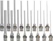 16PCS 1.5 Inch Stainless Steel Dispensing Needle Tip Blunt Syringe Needle with Luer Lock for Refilling Glue Syringes, 10/12/14/16/18/20/22/24G