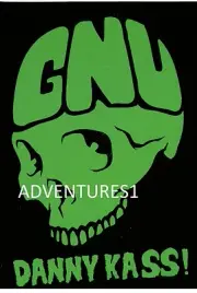 GNU SNOWBOARDS, BLACK WITH GREEN PRINT, HUGE 7.25" X 4 7/8" DANNY KASS STICKER!