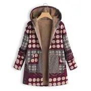 Nevenka Womens Winter Printed Fleece Jacket Casual Sherpa Lined Fuzzy Jacket-RedSquare 3XL