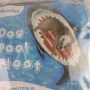 DOG POOL FLOAT 59 X 27 X 4 Doggie SHARK Floatie Inflatable for Dogs Water Toy